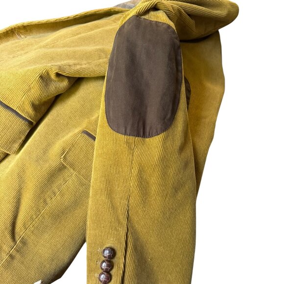 Vtg Tasso Elba Corduroy Camel Blazer Sport Coat Elbow Patch Men M 39-41 Academia - Picture 3 of 15